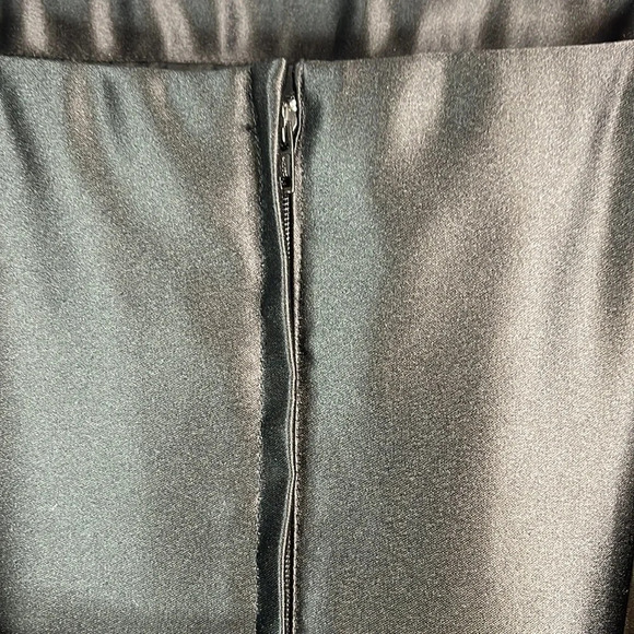 BCBGMAXAZRIA Satin Tied Cocktail Midi Dress Black Crinoline Spaghetti Strap 6 - Picture 6 of 12